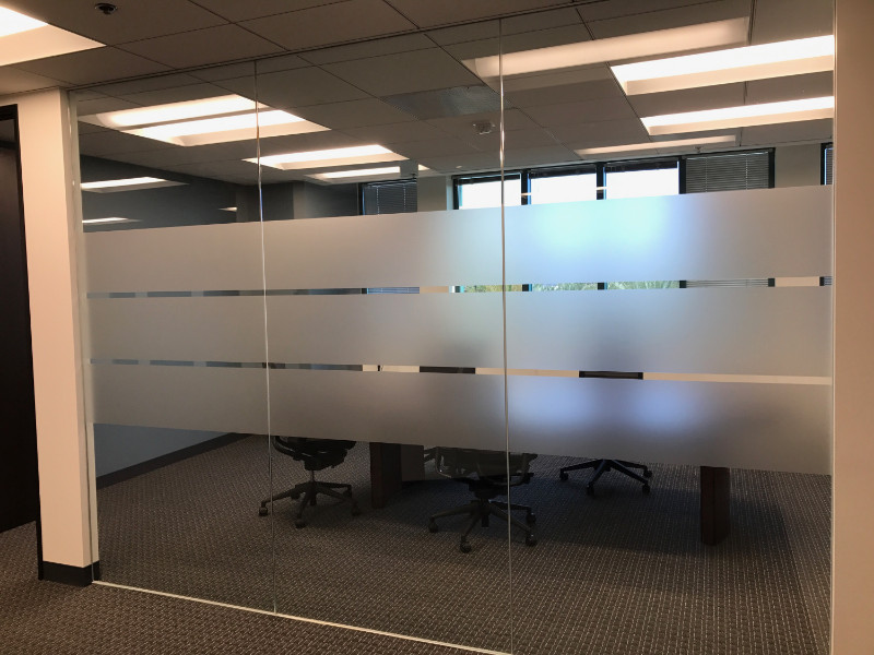 Etched Vinyl Stripes for Glass Office Walls in Orange County CA