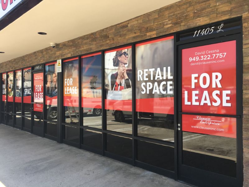 Commercial Space “For Lease Signs” and Window Graphics in Norwalk CA