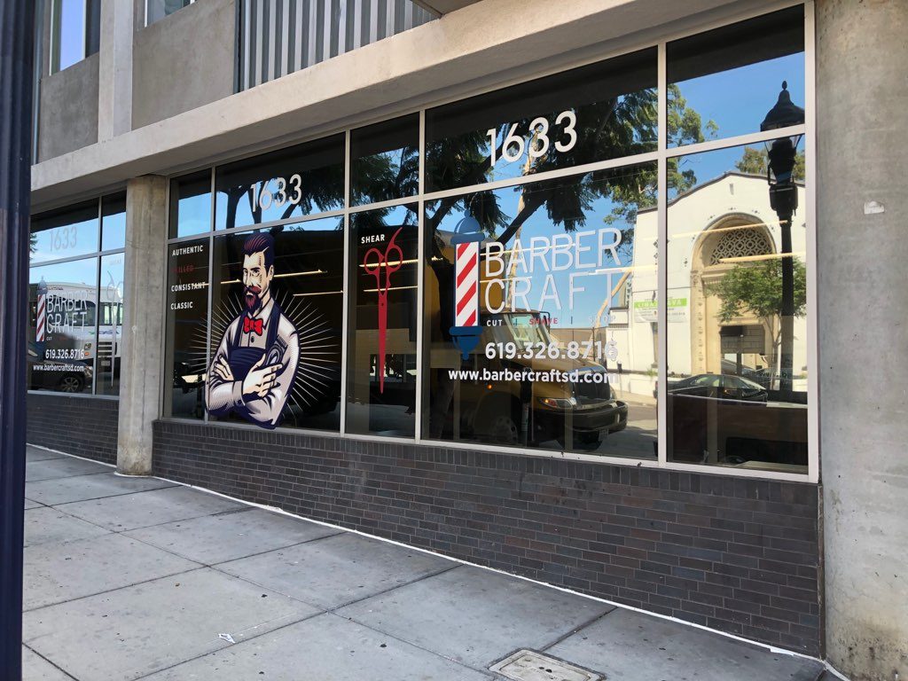 Window Graphics for barbershops in San Diego CA
