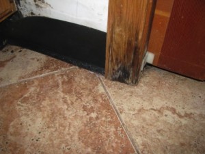 Door jambs absorb water and start to discolor. A place where mold can grow.