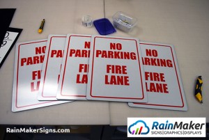 reflective fire lane parking signs Rainmaker Signs Bellevue WA