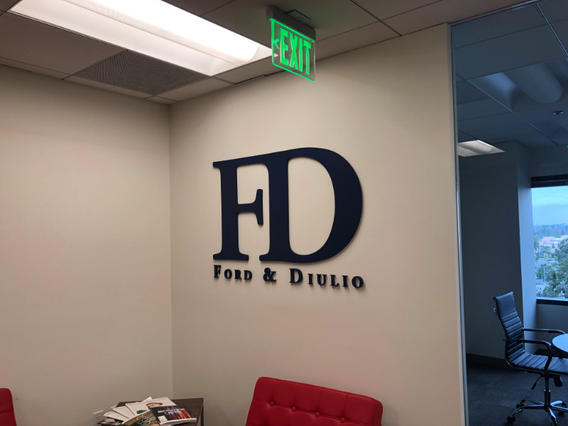 lobby logo signs for law offices in Costa Mesa