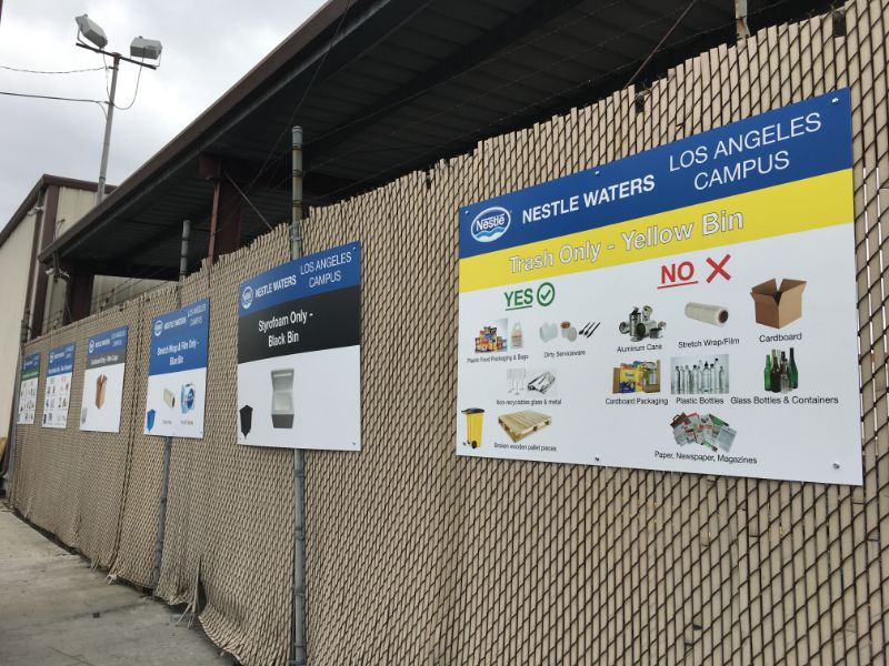 Fence Mounted Recycling Signs in Los Angeles CA