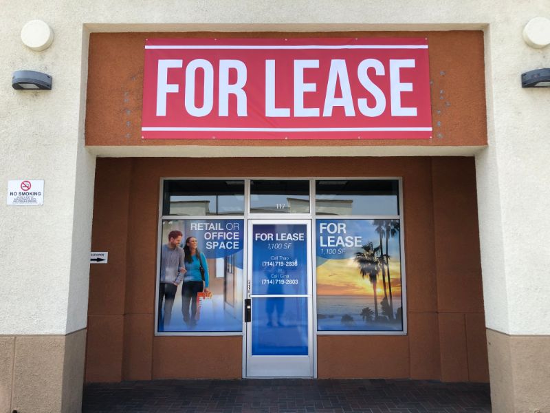 “For Lease” Window Graphics and Banners in Garden Grove CA