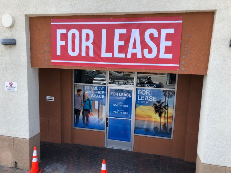 “For Lease” Window Graphics and Banners in Garden Grove CA