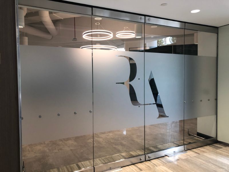 Etched and Frosted Glass Graphics Provide Privacy with an Elegant Look in Irvine CA