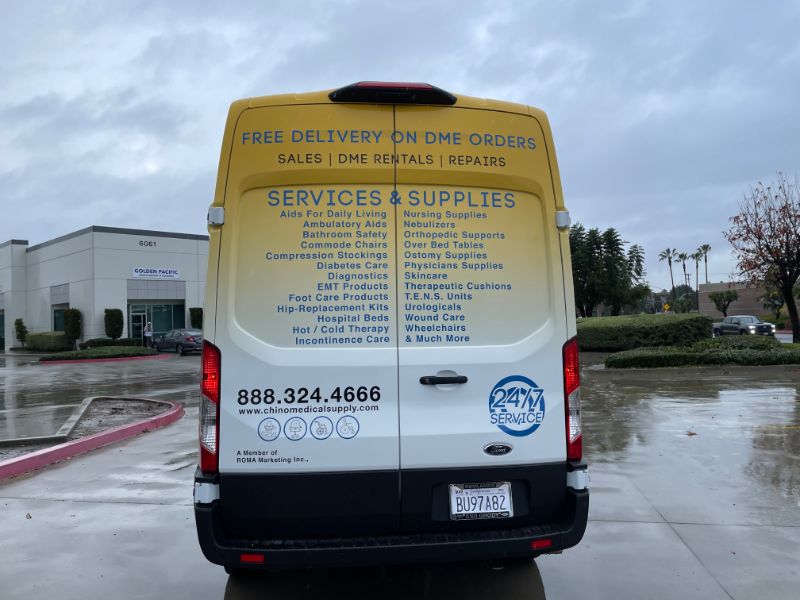 Sprinter Van Vinyl Wraps Advertise for Medical Supply Company in Chino CA