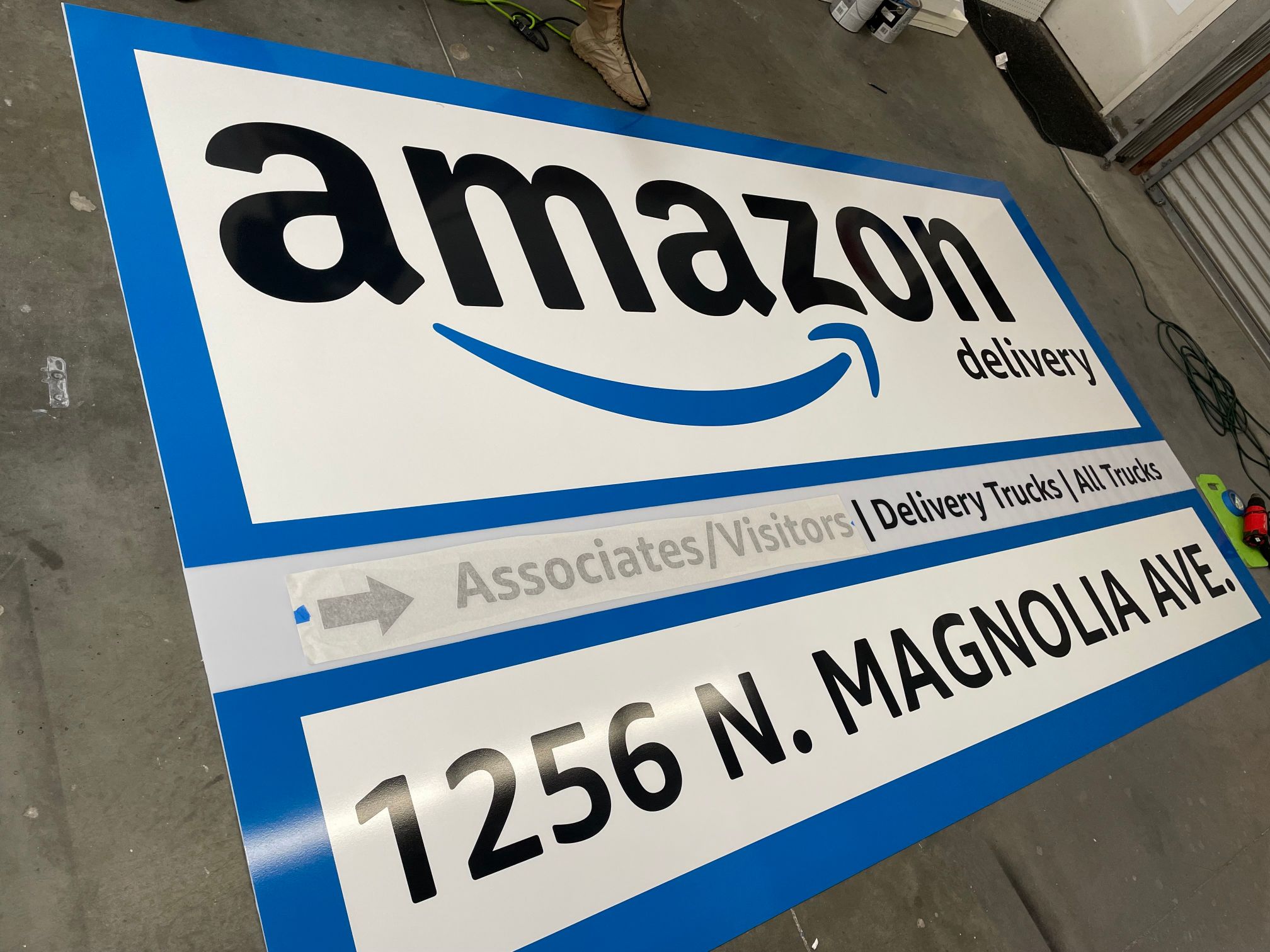 New Translucent Pylon Sign Faces Brand Amazon Facility in Anaheim CA