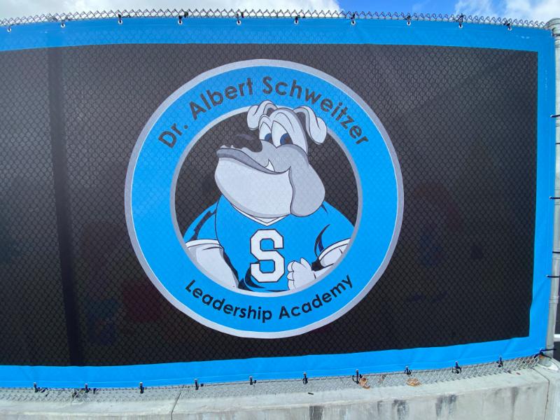 school mascot banners for fencing in anaheim, ca