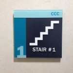 Each stairway has stairway signs installed in exact locations.