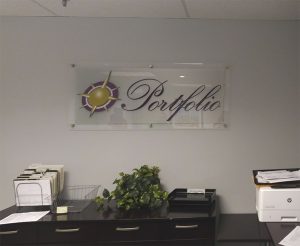 Acrylic lobby sign with dimensional letters