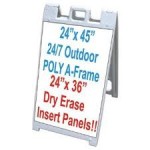 Dry-erase signface in an A-frame sign. 