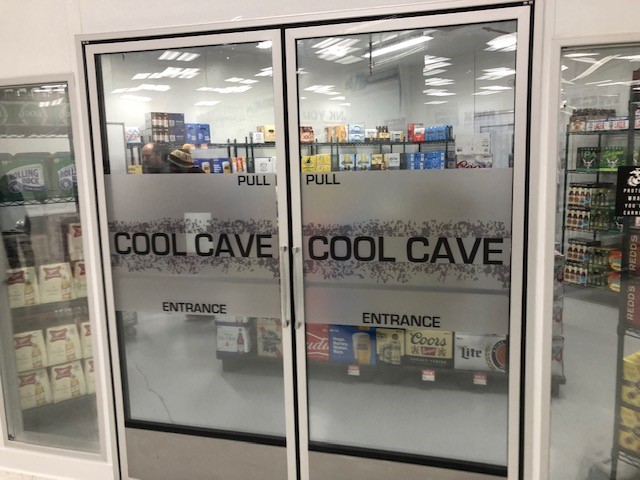 Frosted window graphics for beer coolers in Carlsbad CA