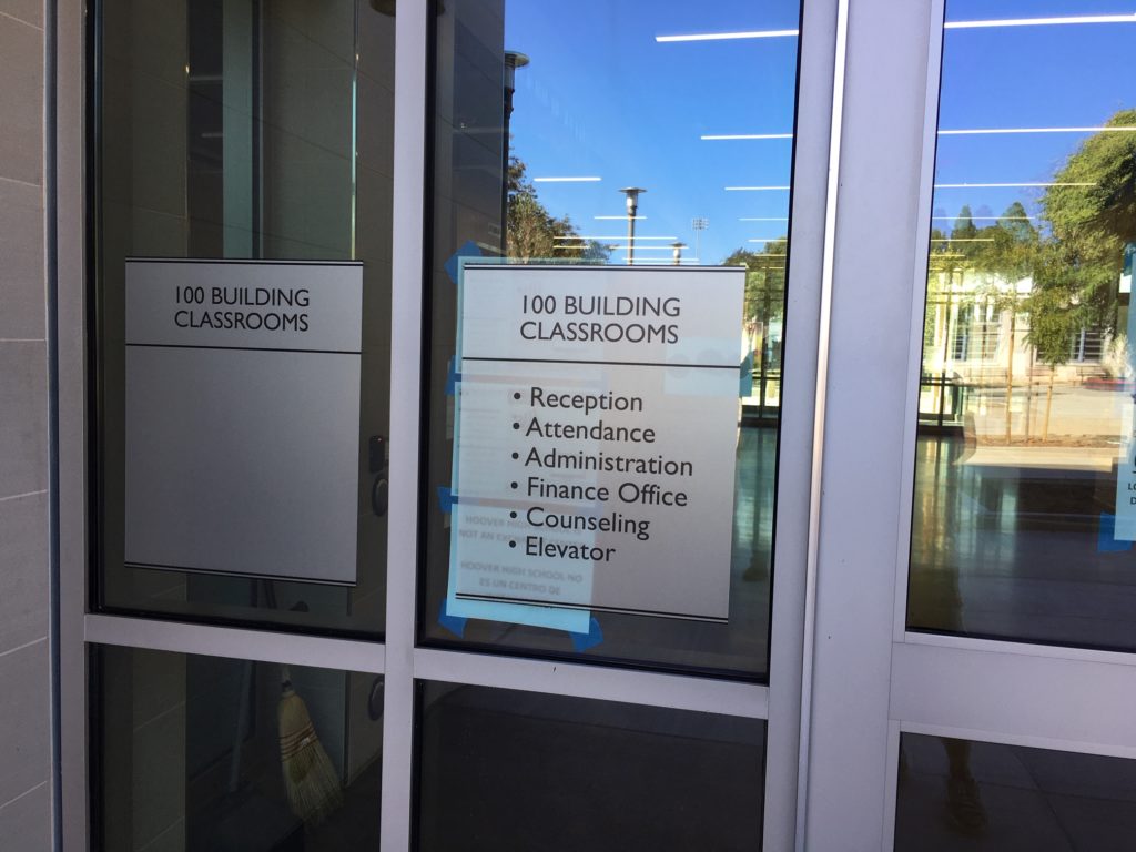 Printed and Etched Vinyl Window Graphics Great as Wayfinding Signs- North CO CA