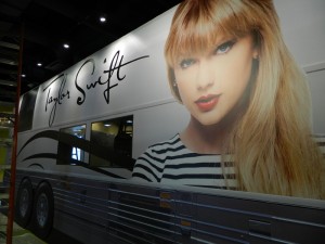 Vinyl wrapped Taylor Swift bus exhibit