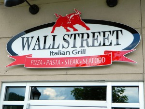 Acrylic sign for Wall Street Italian Grill