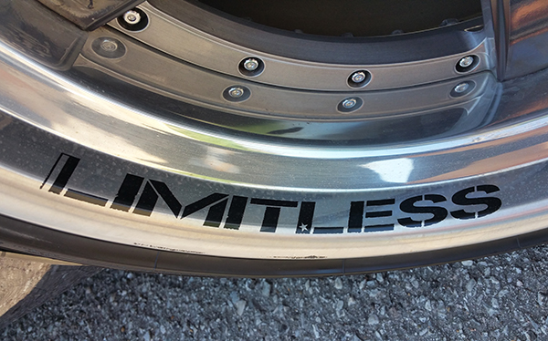 Custom branding on the LImitless BMW M5 rims. 