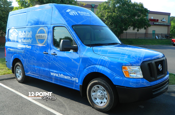 Check out this eye-catching wrap we did for HFHWM on this Nissan NV 2500 HD High Roof Cargo Van back in 2015! 12-Point SignWorks - Franklin, TN