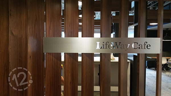 This is the LifeWay cafeteria sign, which was contructed from rigidized textured aluminum. 12-Point SignWorks - Franklin, TN
