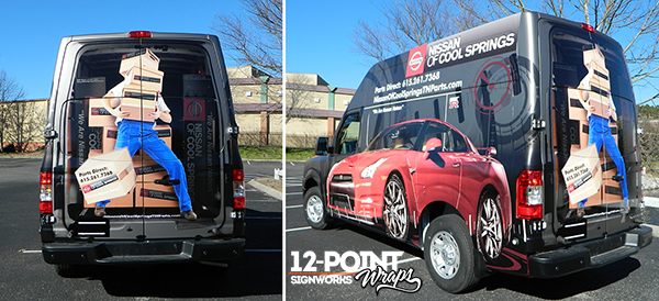 Creative Advertising Wrap for Nissan of Cool Springs. 12-Point SignWorks - Franklin, TN