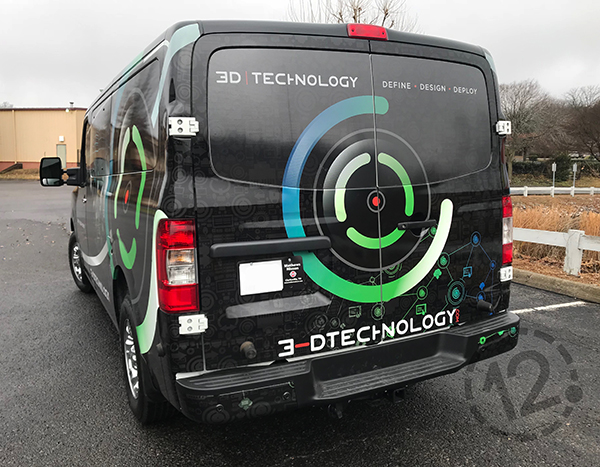 Rear View of the 3-D Technology Custom Van Wrap. 12-Point SignWorks - Franklin, TN