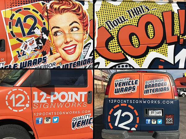 Details in the custom wrap for 12-Point SignWorks. Franklin, TN