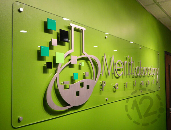 Dimensional acrylic sign for Merit Laboratory Partners. 12-Point SignWorks - Franklin, TN
