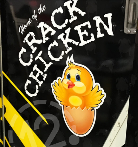 Crack chicken logo in Fresh Fish & Fry food truck wrap. 12-Point SignWorks - Franklin, TN