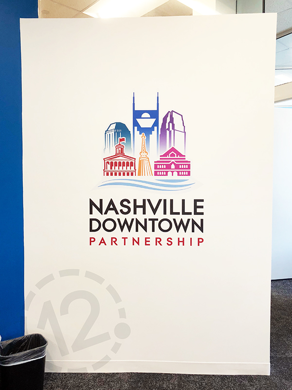 Vinyl wall graphic for the Nashville Downtown Partnership by 12-Point SignWorks.