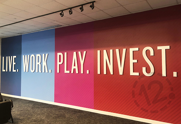 Custom wall mural for Nashville Downtown Partnership by 12-Point SignWorks in Franklin, TN.