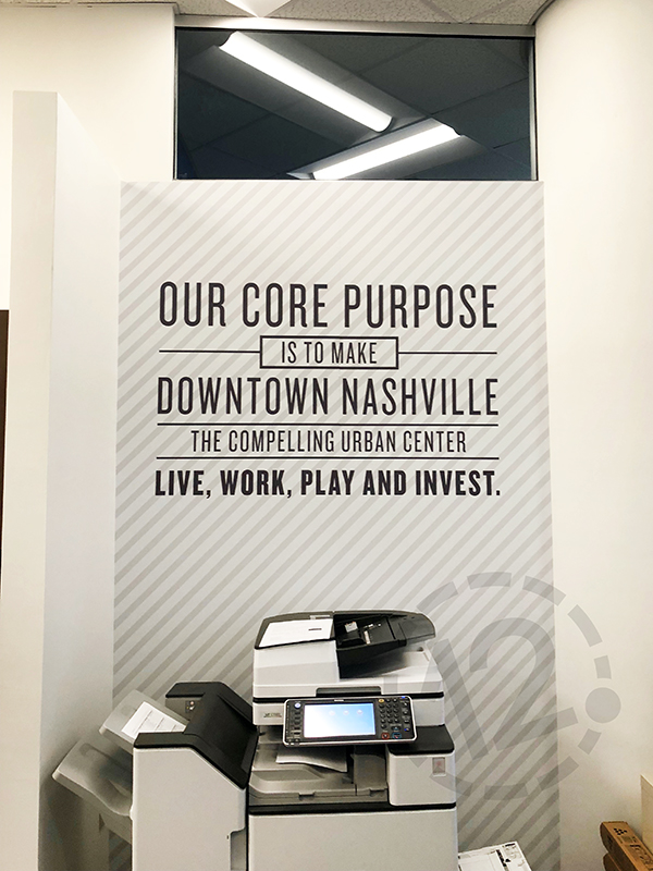 Wall mural for the Nashville Downtown Partnership by 12-Point SignWorks.