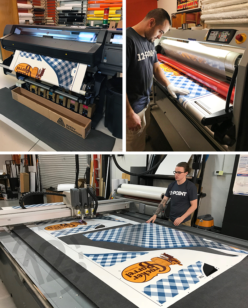 Production of Vinyl Wraps for Cracker Barrel Catering by 12-Point SignWorks in Franklin, TN.