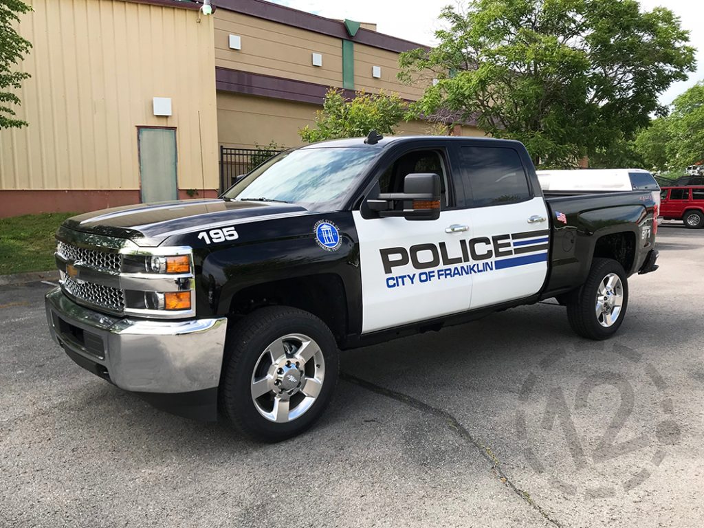 Truck graphics for the City of Franklin Police Department by 12-Point SignWorks.