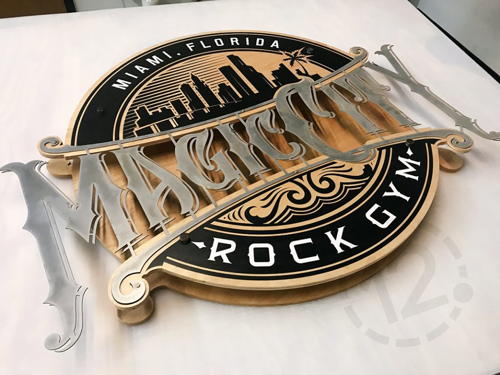 Custom logo sign for Magic City Rock Gym in Miami, FL by 12-Point SignWorks.