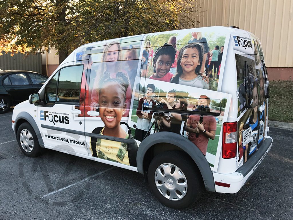 Custom van wrap for Williamson County Schools by 12-Point SignWorks in Franklin, TN.