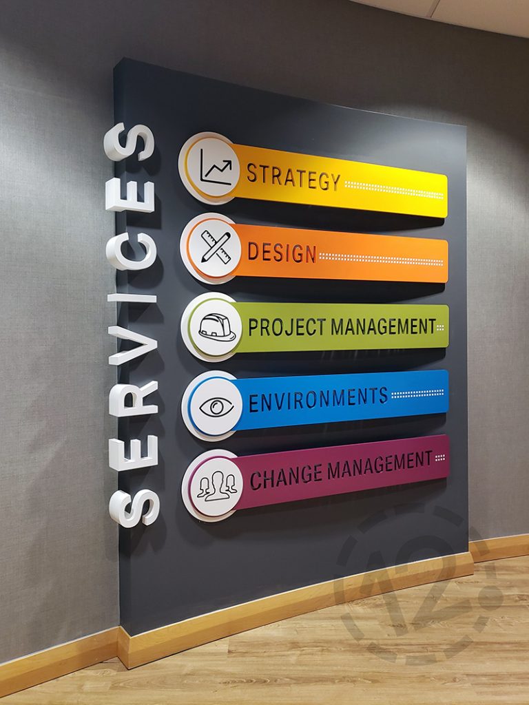 Custom Wall Display for NewGround in St. Louis, MO fabricated and installed by 12-Point SignWorks.