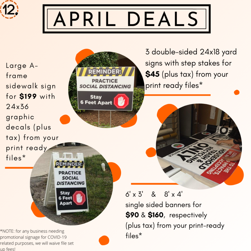 Promotional Offers for the Month of April 2020 for 12-PintSignWorks