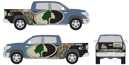 Wrap Design Process for Mossy Oak Properties installed by 12-Point SignWorks