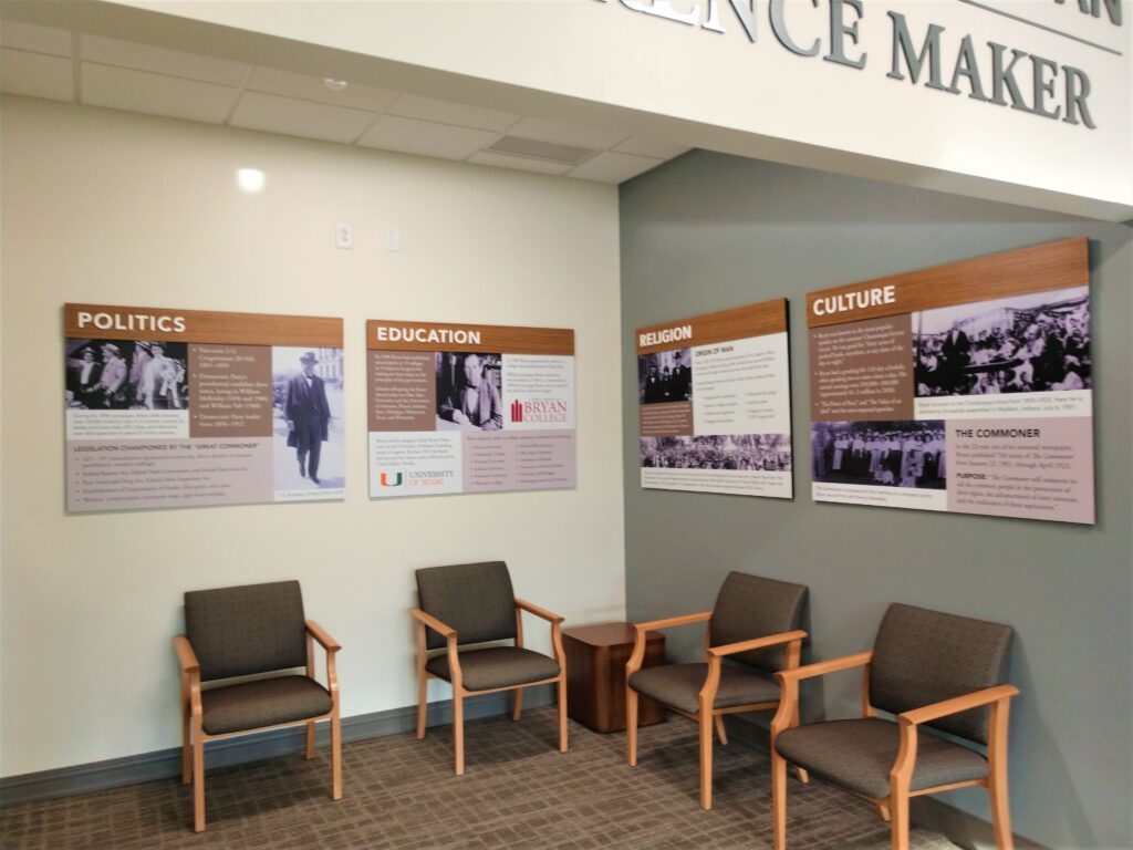 Acrylic Informational Boards fabricated and installed by 12-Point SignWorks for Bryan College
