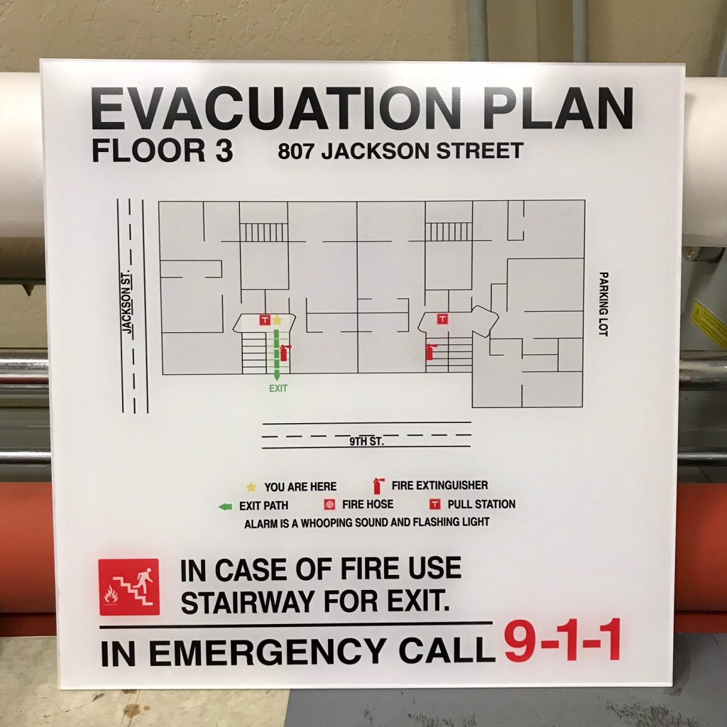 Oakland, CA – Evacuation Maps for Buddhist Temple Apartments