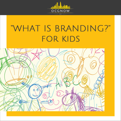 Childish scribbles depicting explanation of digital marketing for kids asking what is branding