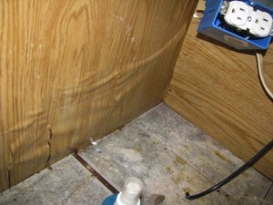 Most of the base cabinets were damaged from absorbing water.