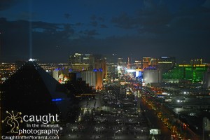 Las Vegas strip looking north at night