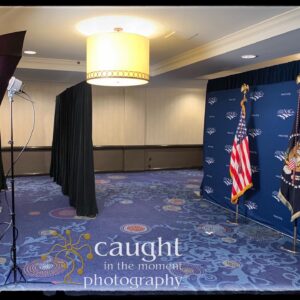 Lighting and backdrop setup for a meet-and-greet opportunity with VIPs