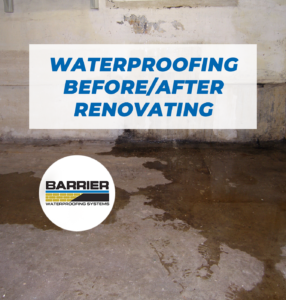 Water leaking moisture intrusion into basement that needs waterproofing
