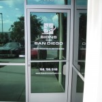 Signs for San Diego uses cut vinyl letters of the front door