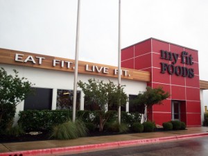 My Fit Foods Austin, on IH35. Channel Letters and Install by Texas Custom Signs