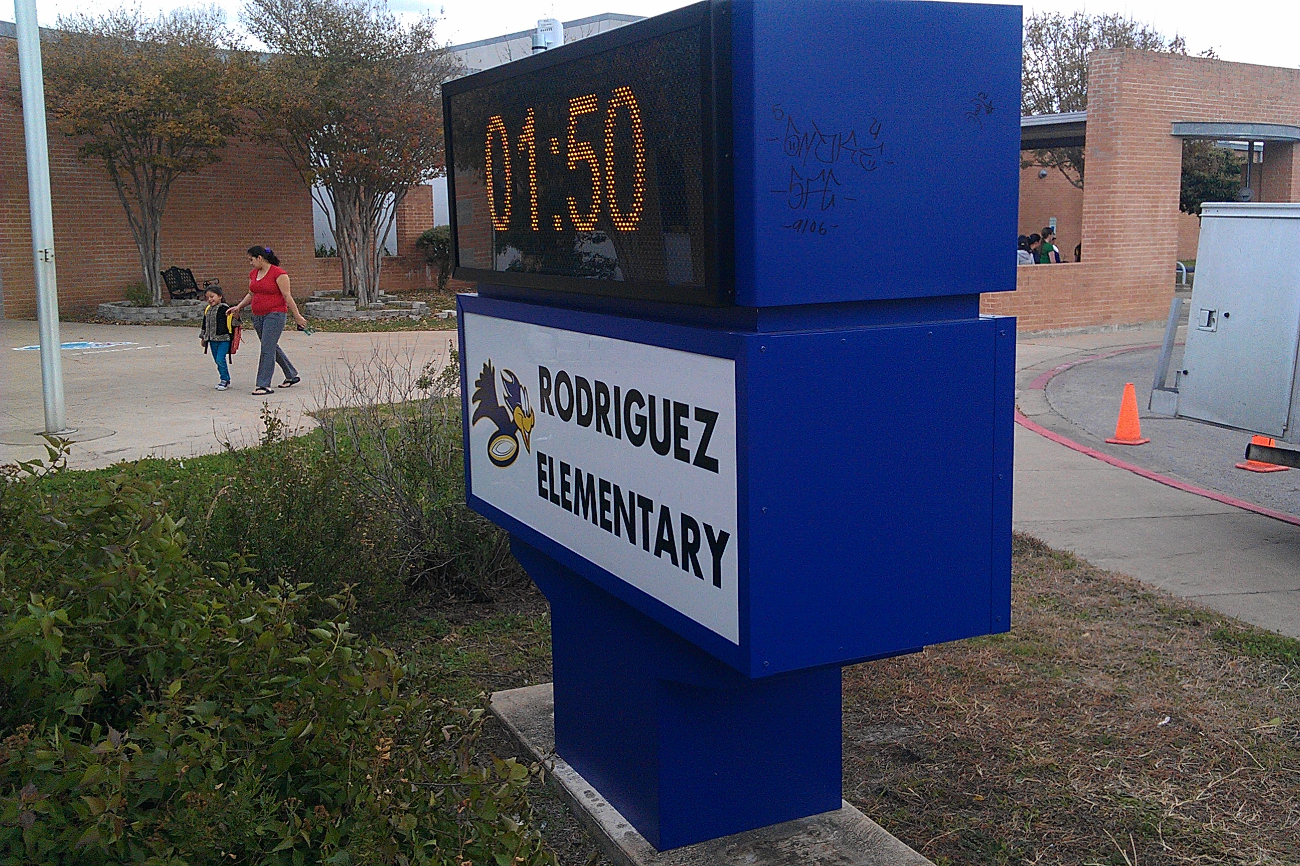 Custom Sign for School in Austin, TX Features LED Message Center, Wireless Remote, More