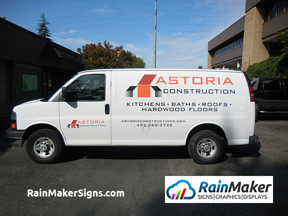 "I will keep working with RainMaker Signs..." at Astoria Construction- Bellevue, WA