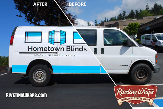 Before and After Blind Company Van Graphics